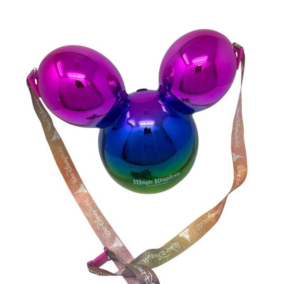 Disney World Magic Kingdom Metallic Rainbow Mickey Mouse Balloon Popcorn Bucket - Picture 1 of 10